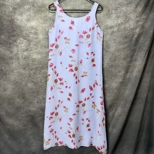 VTG Robbie Bee 100% Silk Midi Dress Sz 6 Floral Periwinkle Fairy Cottagecore Y2K